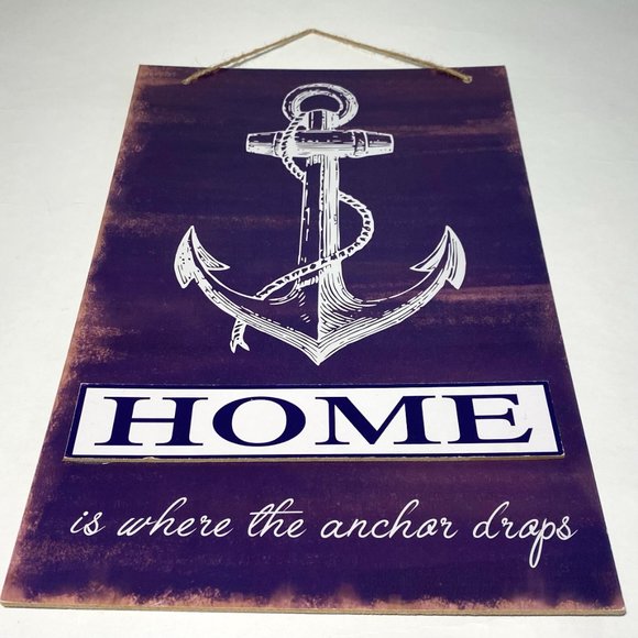 Wall Decor Wooden Sign HOME IS WHERE THE ANCHOR DROPS 13*9" - Picture 5 of 10